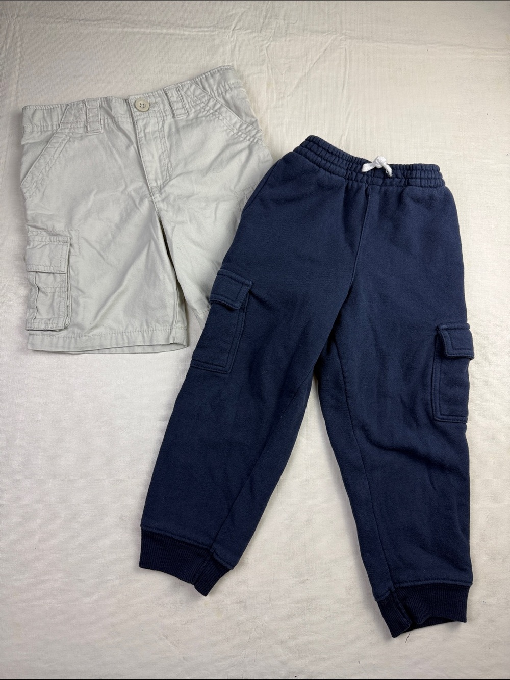 healthtex Navy Cargo Jogger Shorts & Khaki Cargo Short Set Size 4T